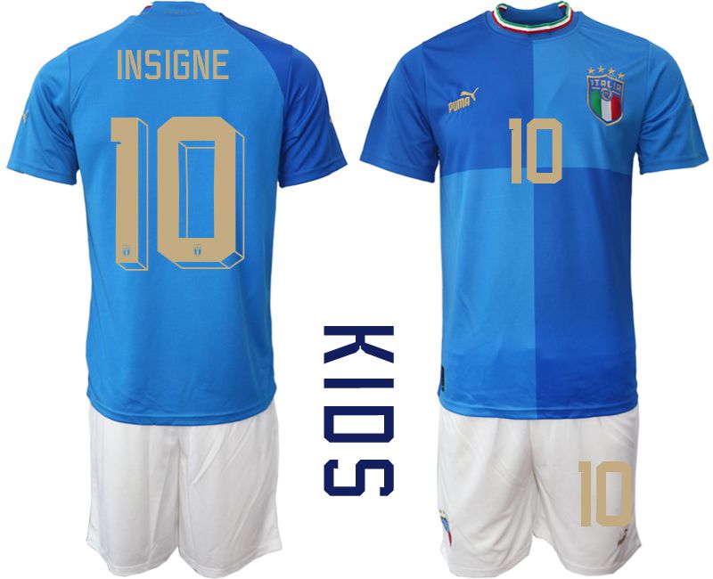 Youth 2022 World Cup National Team Italy home blue #10 Soccer Jerseys->youth soccer jersey->Youth Jersey
